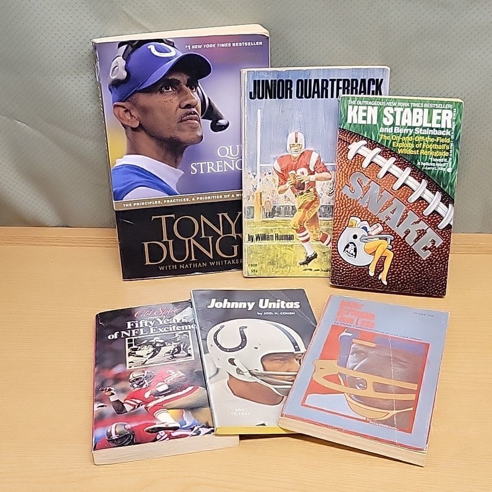 6 paperback books about football